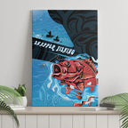 Snapper Fishing New Zealand Canvas Wall Art Tamure Fish Hook Maori Pattern