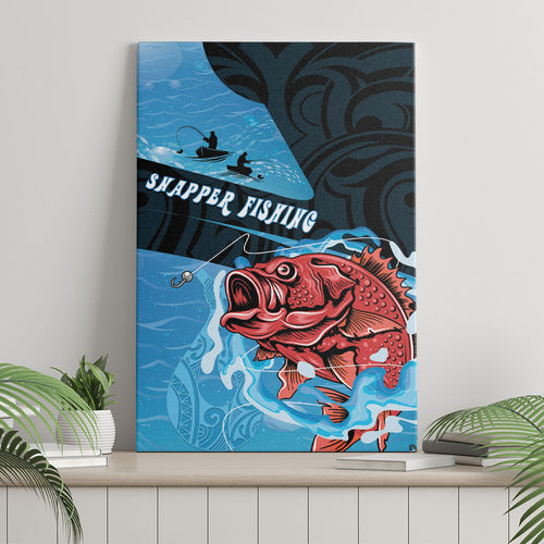 Snapper Fishing New Zealand Canvas Wall Art Tamure Fish Hook Maori Pattern
