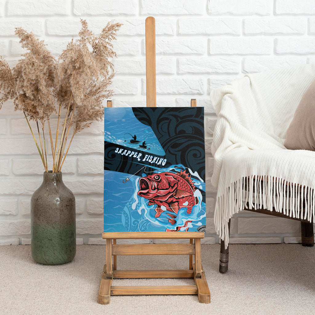 Snapper Fishing New Zealand Canvas Wall Art Tamure Fish Hook Maori Pattern