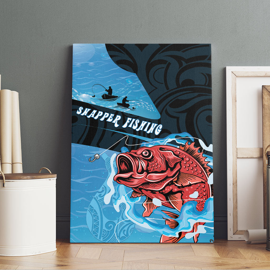 Snapper Fishing New Zealand Canvas Wall Art Tamure Fish Hook Maori Pattern