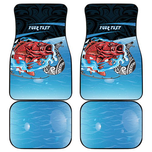 Personalised Snapper Fishing New Zealand Car Mats Tamure Fish Hook Maori Pattern