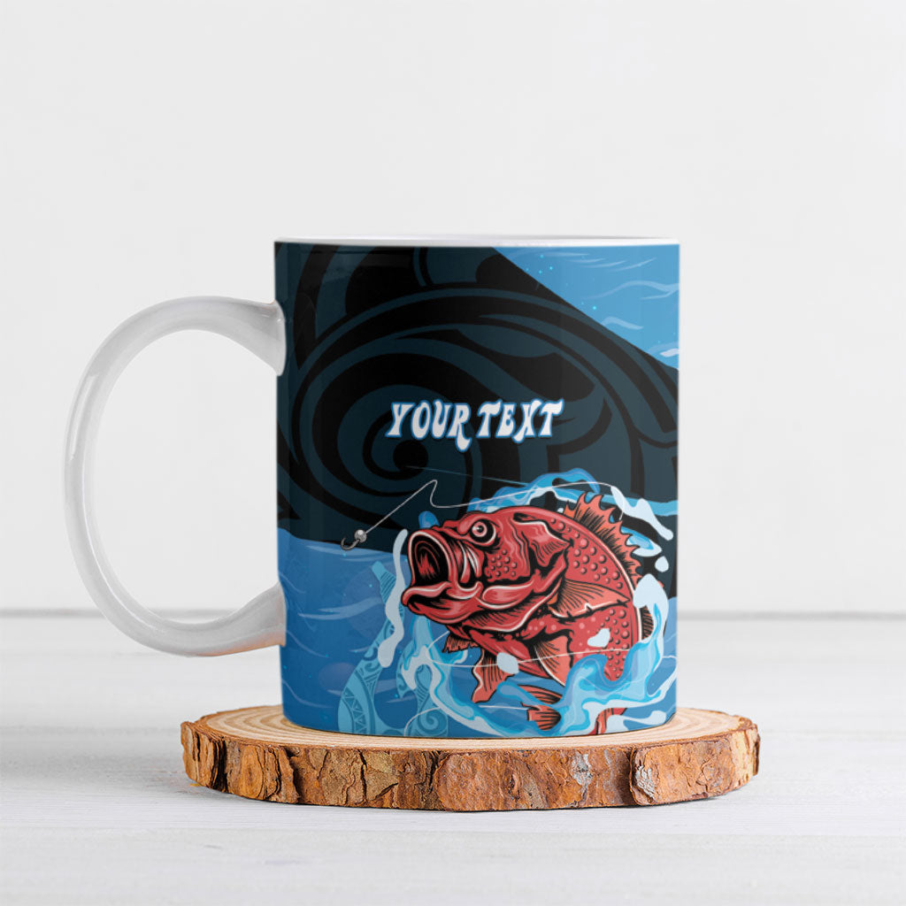 Personalised Snapper Fishing New Zealand Ceramic Mug Tamure Fish Hook Maori Pattern