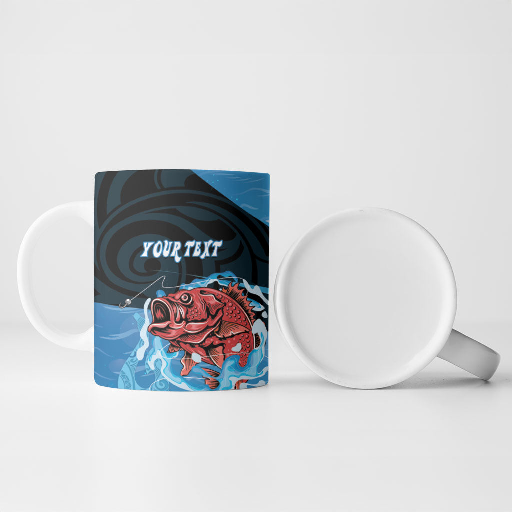 Personalised Snapper Fishing New Zealand Ceramic Mug Tamure Fish Hook Maori Pattern