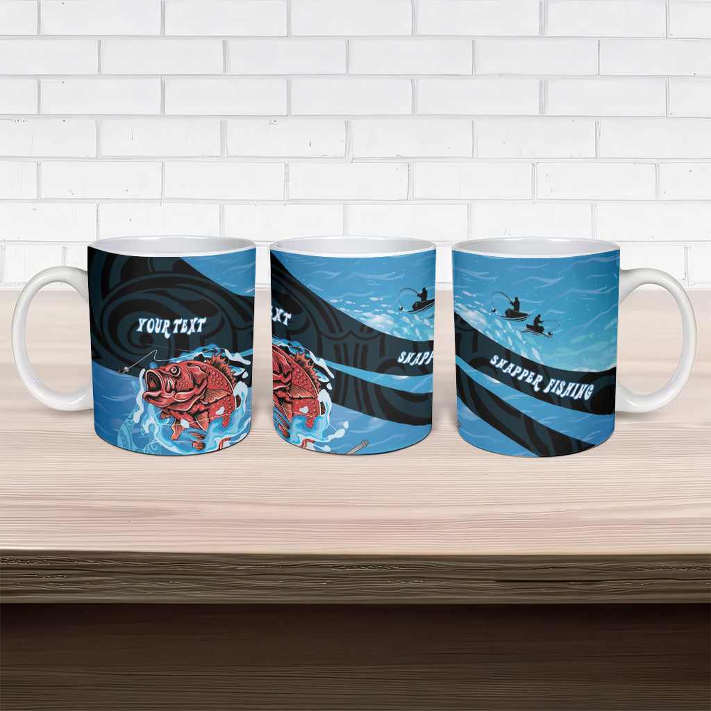 Personalised Snapper Fishing New Zealand Ceramic Mug Tamure Fish Hook Maori Pattern