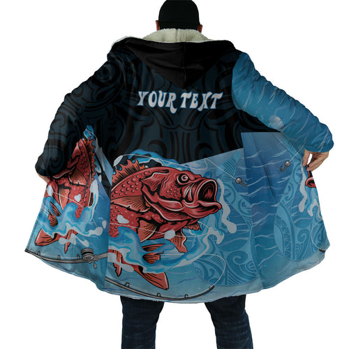 Personalised Snapper Fishing New Zealand Cloak Tamure Fish Hook Maori Pattern