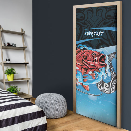 Personalised Snapper Fishing New Zealand Door Cover Tamure Fish Hook Maori Pattern