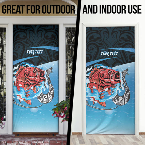 Personalised Snapper Fishing New Zealand Door Cover Tamure Fish Hook Maori Pattern