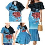 Personalised Snapper Fishing New Zealand Family Matching Mermaid Dress and Hawaiian Shirt Tamure Fish Hook Maori Pattern