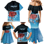Personalised Snapper Fishing New Zealand Family Matching Mermaid Dress and Hawaiian Shirt Tamure Fish Hook Maori Pattern