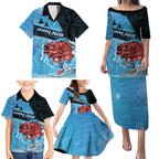Personalised Snapper Fishing New Zealand Family Matching Puletasi and Hawaiian Shirt Tamure Fish Hook Maori Pattern