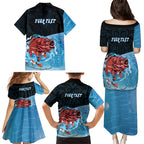 Personalised Snapper Fishing New Zealand Family Matching Puletasi and Hawaiian Shirt Tamure Fish Hook Maori Pattern