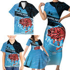 Personalised Snapper Fishing New Zealand Family Matching Short Sleeve Bodycon Dress and Hawaiian Shirt Tamure Fish Hook Maori Pattern