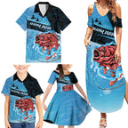 Personalised Snapper Fishing New Zealand Family Matching Summer Maxi Dress and Hawaiian Shirt Tamure Fish Hook Maori Pattern