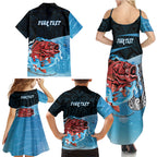 Personalised Snapper Fishing New Zealand Family Matching Summer Maxi Dress and Hawaiian Shirt Tamure Fish Hook Maori Pattern