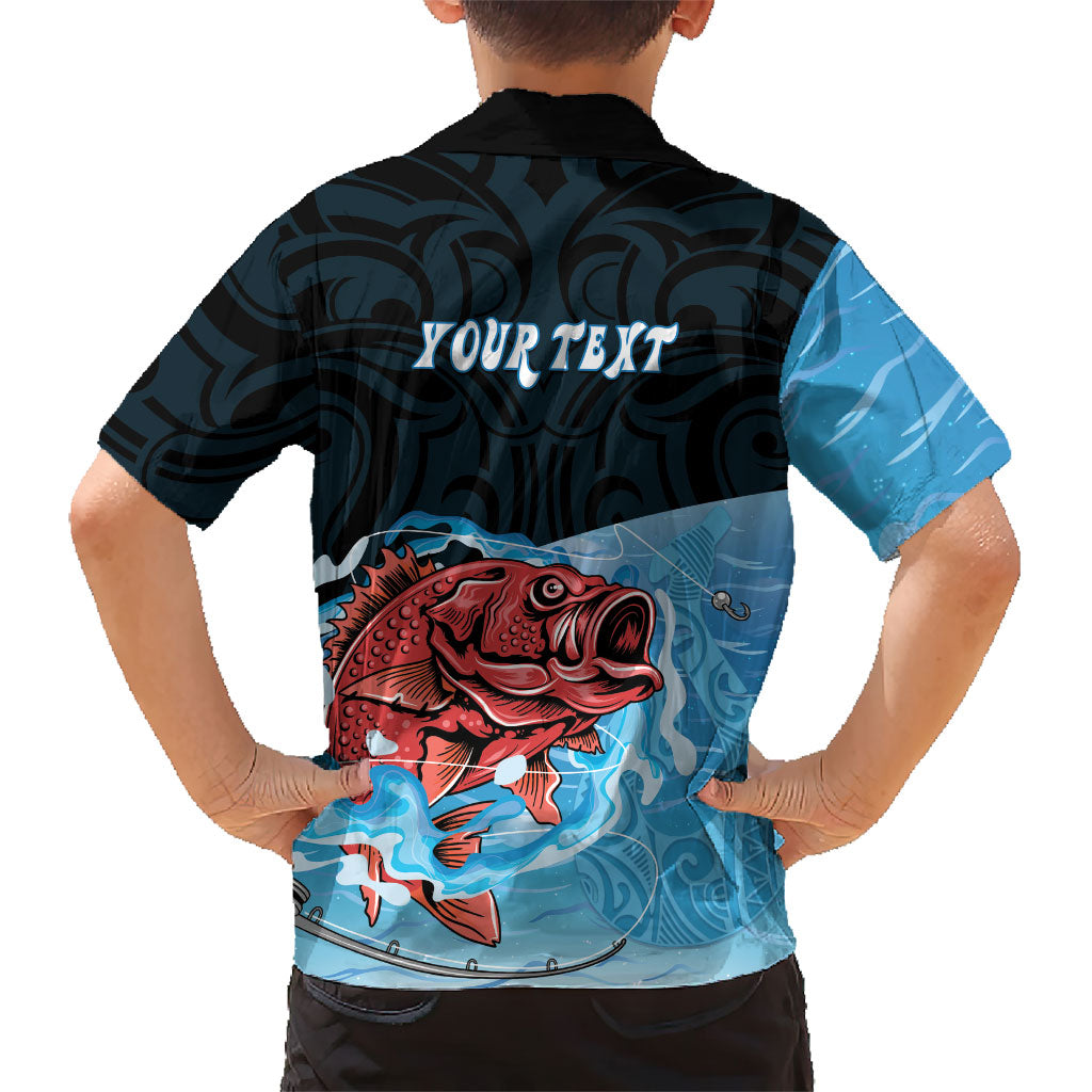 Personalised Snapper Fishing New Zealand Family Matching Tank Maxi Dress and Hawaiian Shirt Tamure Fish Hook Maori Pattern