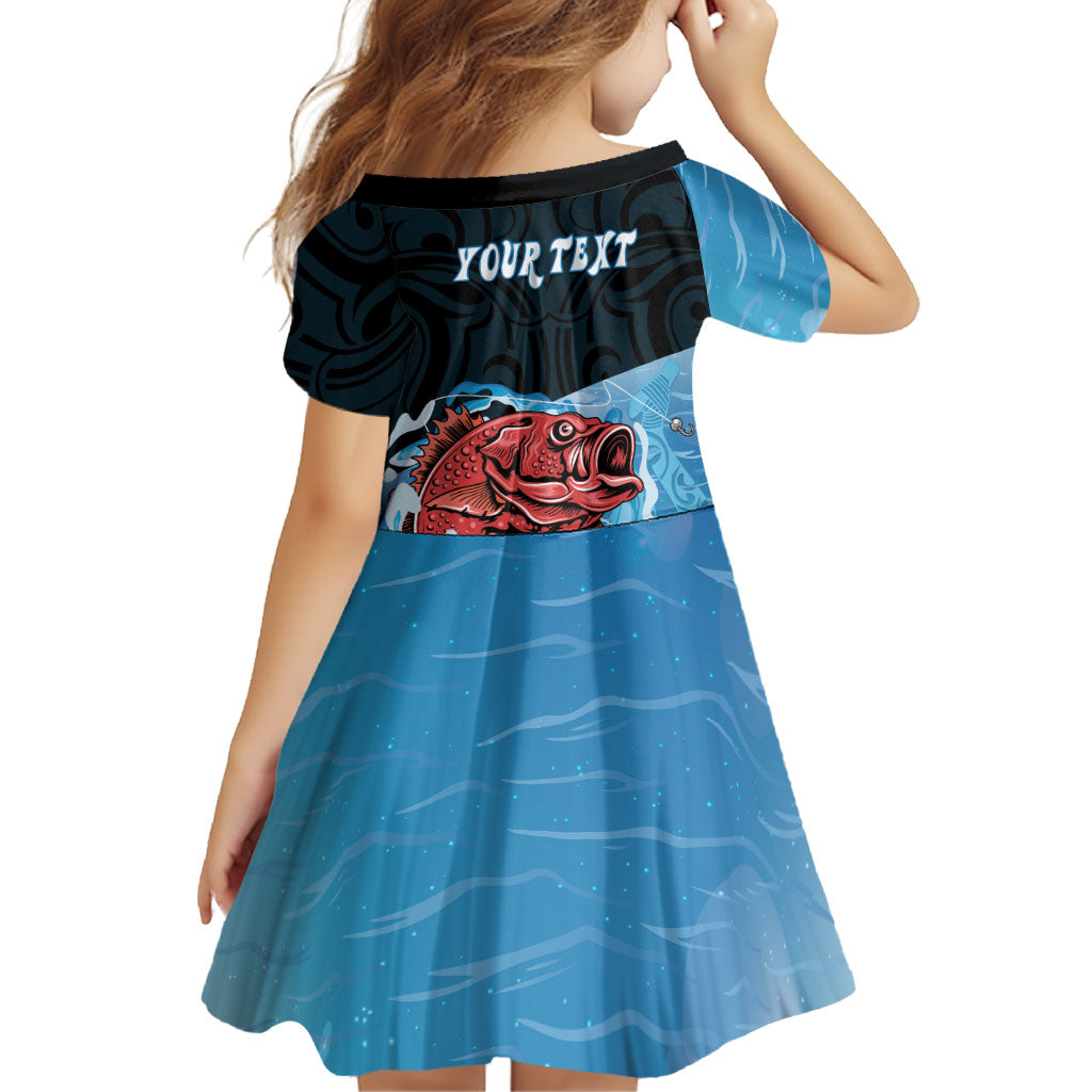 Personalised Snapper Fishing New Zealand Family Matching Tank Maxi Dress and Hawaiian Shirt Tamure Fish Hook Maori Pattern