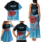 Personalised Snapper Fishing New Zealand Family Matching Tank Maxi Dress and Hawaiian Shirt Tamure Fish Hook Maori Pattern