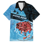 Personalised Snapper Fishing New Zealand Family Matching Tank Maxi Dress and Hawaiian Shirt Tamure Fish Hook Maori Pattern