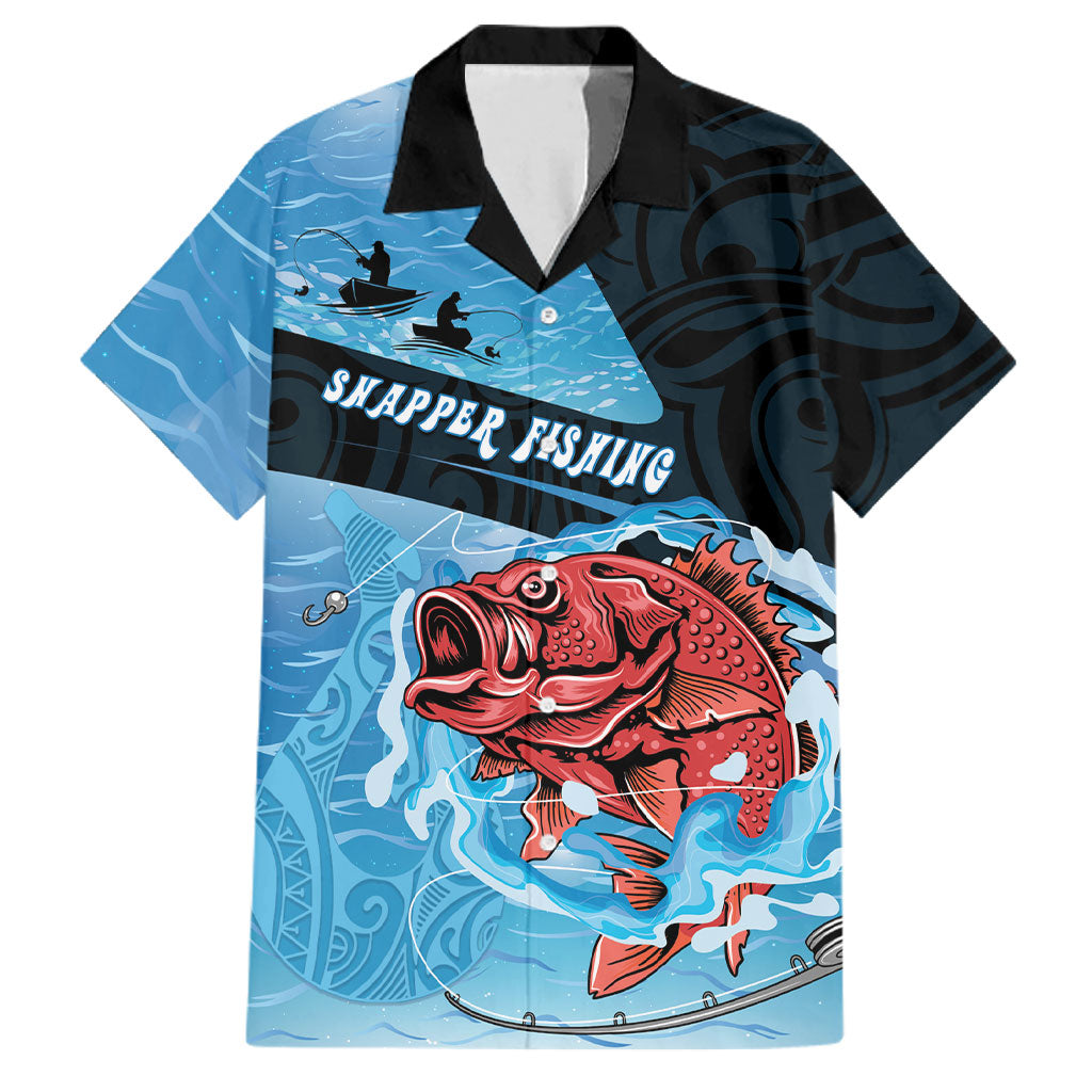 Personalised Snapper Fishing New Zealand Family Matching Tank Maxi Dress and Hawaiian Shirt Tamure Fish Hook Maori Pattern