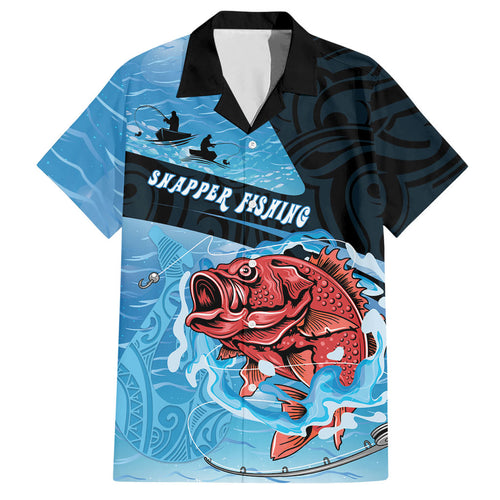 Personalised Snapper Fishing New Zealand Hawaiian Shirt Tamure Fish Hook Maori Pattern