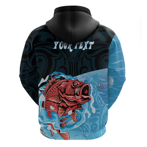 Personalised Snapper Fishing New Zealand Hoodie Tamure Fish Hook Maori Pattern