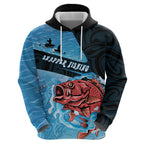 Personalised Snapper Fishing New Zealand Hoodie Tamure Fish Hook Maori Pattern