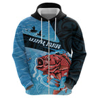 Personalised Snapper Fishing New Zealand Hoodie Tamure Fish Hook Maori Pattern