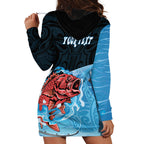 Personalised Snapper Fishing New Zealand Hoodie Dress Tamure Fish Hook Maori Pattern