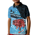 Personalised Snapper Fishing New Zealand Kid Polo Shirt Tamure Fish Hook Maori Pattern