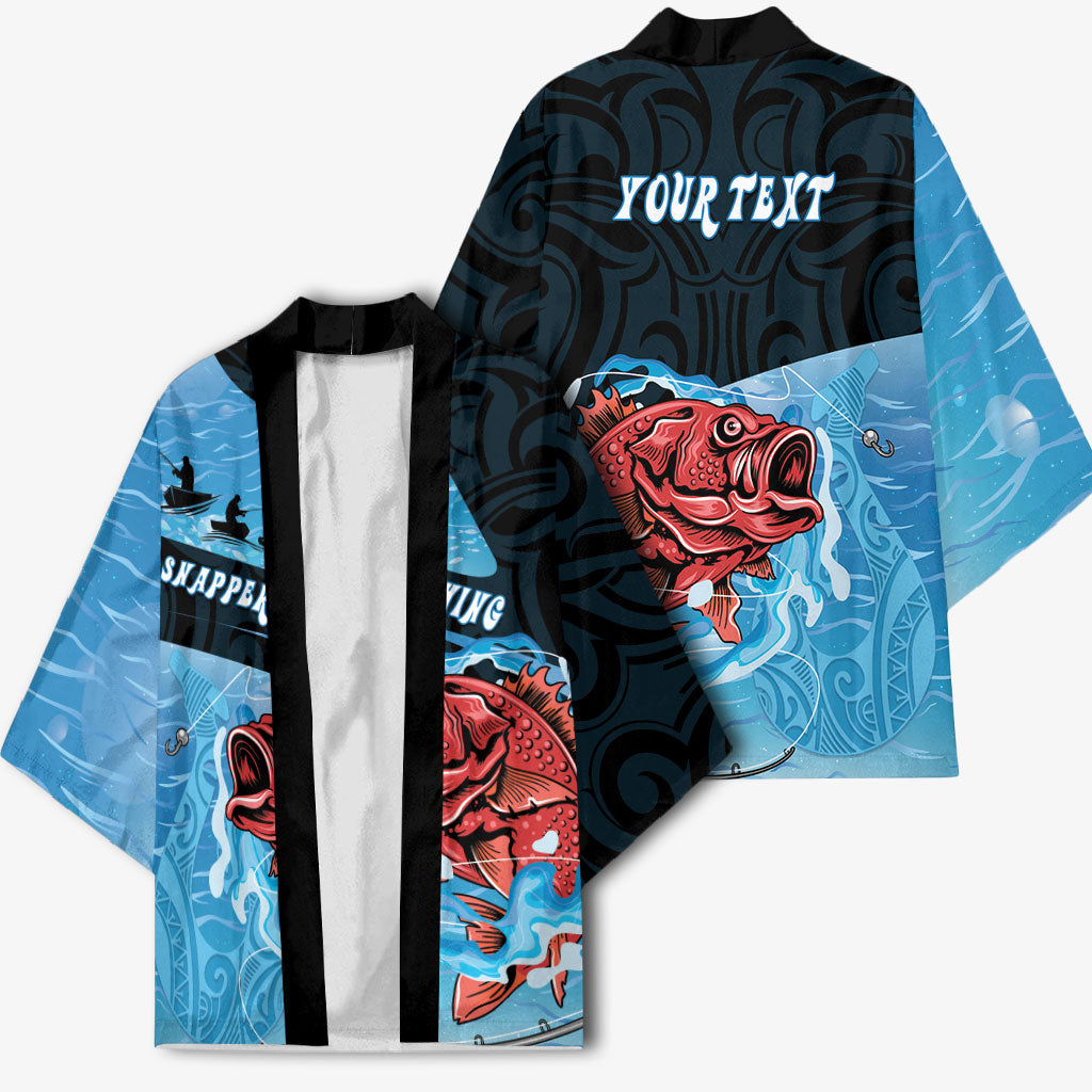 Personalised Snapper Fishing New Zealand Kimono Tamure Fish Hook Maori Pattern
