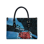 Snapper Fishing New Zealand Leather Bag Tamure Fish Hook Maori Pattern