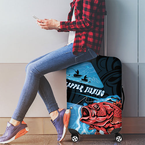 Snapper Fishing New Zealand Luggage Cover Tamure Fish Hook Maori Pattern