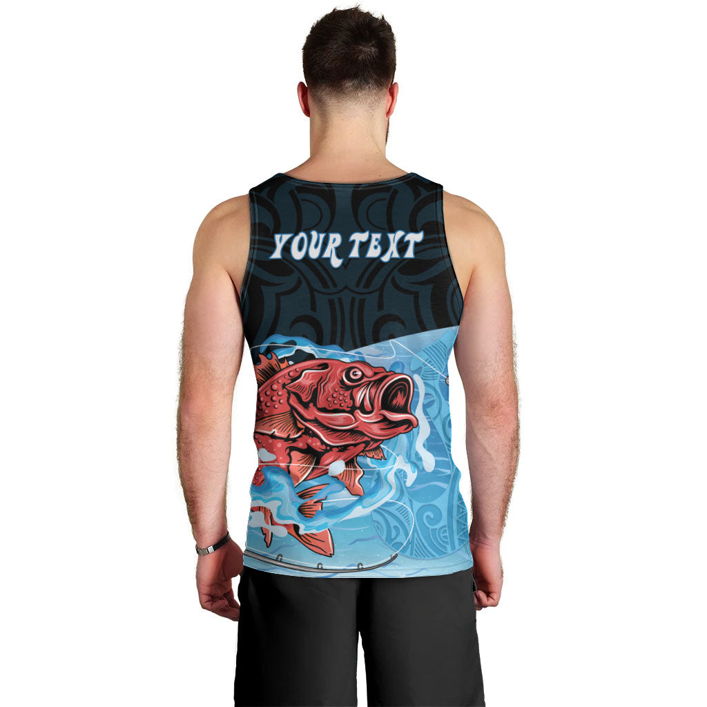 Personalised Snapper Fishing New Zealand Men Tank Top Tamure Fish Hook Maori Pattern