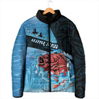 Personalised Snapper Fishing New Zealand Padded Jacket Tamure Fish Hook Maori Pattern
