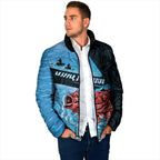 Personalised Snapper Fishing New Zealand Padded Jacket Tamure Fish Hook Maori Pattern