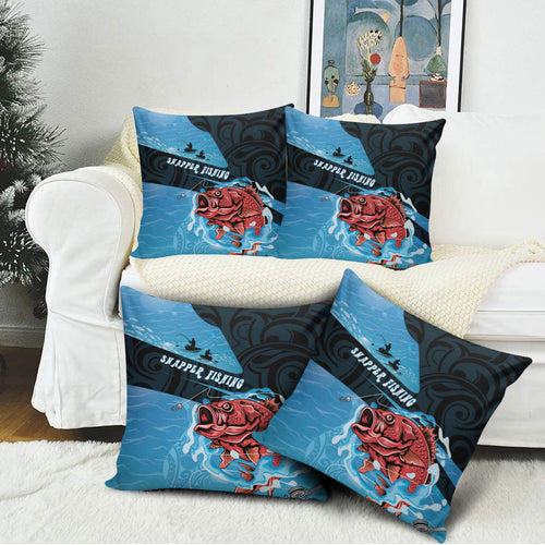 Snapper Fishing New Zealand Pillow Cover Tamure Fish Hook Maori Pattern