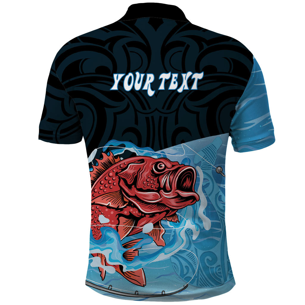 Personalised Snapper Fishing New Zealand Polo Shirt Tamure Fish Hook Maori Pattern