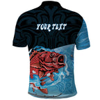 Personalised Snapper Fishing New Zealand Polo Shirt Tamure Fish Hook Maori Pattern