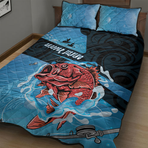 Snapper Fishing New Zealand Quilt Bed Set Tamure Fish Hook Maori Pattern