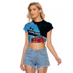 Personalised Snapper Fishing New Zealand Raglan Cropped T Shirt Tamure Fish Hook Maori Pattern