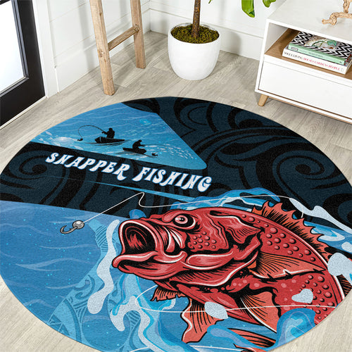Snapper Fishing New Zealand Round Carpet Tamure Fish Hook Maori Pattern
