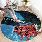Snapper Fishing New Zealand Round Carpet Tamure Fish Hook Maori Pattern