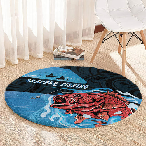 Snapper Fishing New Zealand Round Carpet Tamure Fish Hook Maori Pattern