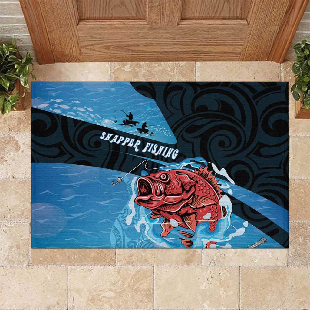 Snapper Fishing New Zealand Rubber Doormat Tamure Fish Hook Maori Pattern