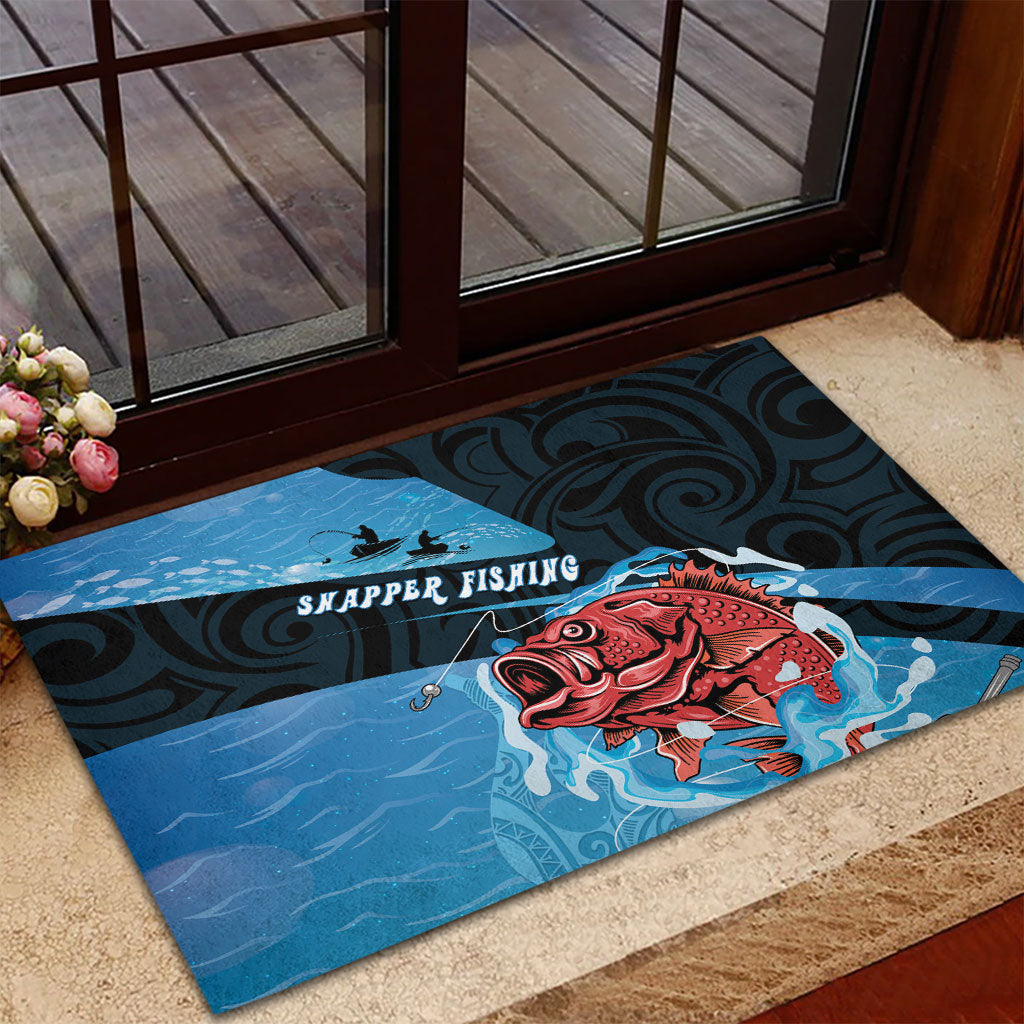Snapper Fishing New Zealand Rubber Doormat Tamure Fish Hook Maori Pattern
