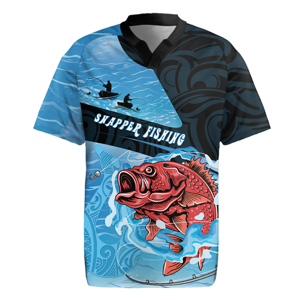 Personalised Snapper Fishing New Zealand Rugby Jersey Tamure Fish Hook Maori Pattern