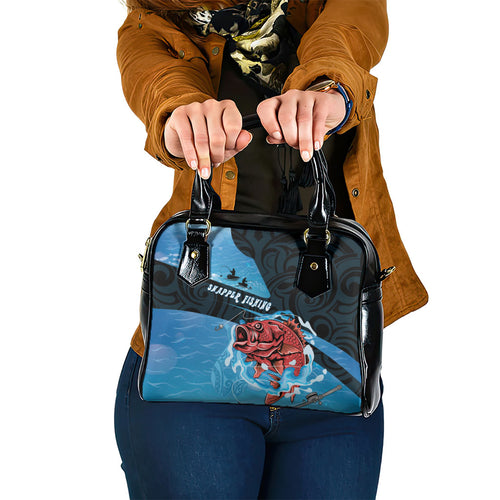 Snapper Fishing New Zealand Shoulder Handbag Tamure Fish Hook Maori Pattern