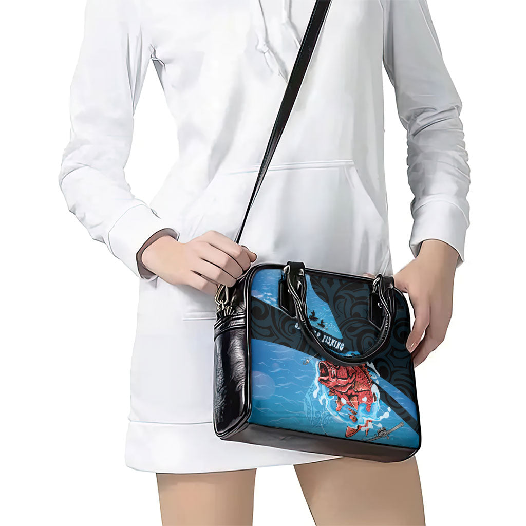 Snapper Fishing New Zealand Shoulder Handbag Tamure Fish Hook Maori Pattern