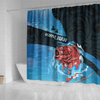Snapper Fishing New Zealand Shower Curtain Tamure Fish Hook Maori Pattern