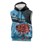 Personalised Snapper Fishing New Zealand Sleeveless Hoodie Tamure Fish Hook Maori Pattern